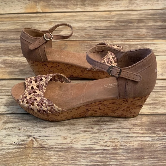 TOMS Stucco Satin Woven Platform Wedge Sandals – Size 9 - Picture 4 of 7